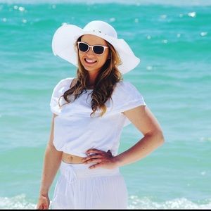 2 Piece Off Shoulder White Top And Pants Set